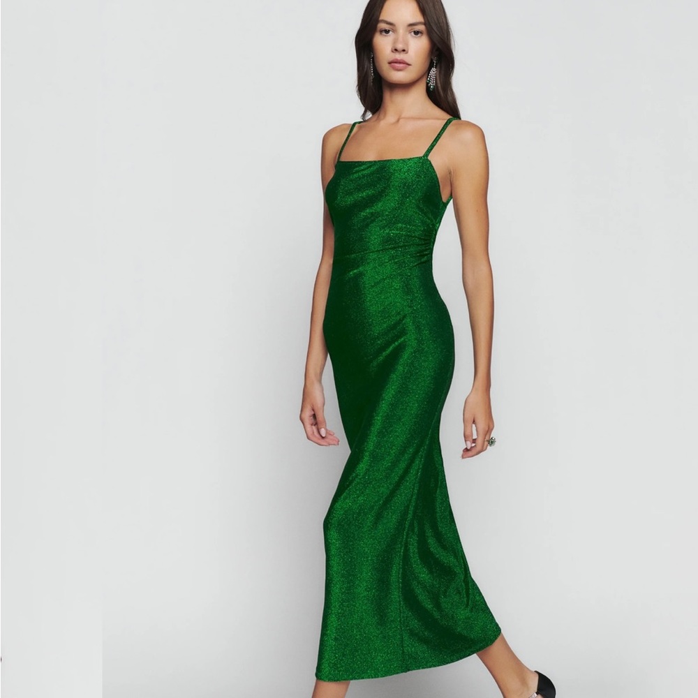 Reformation Breslin Dress - Emerald Sparkle